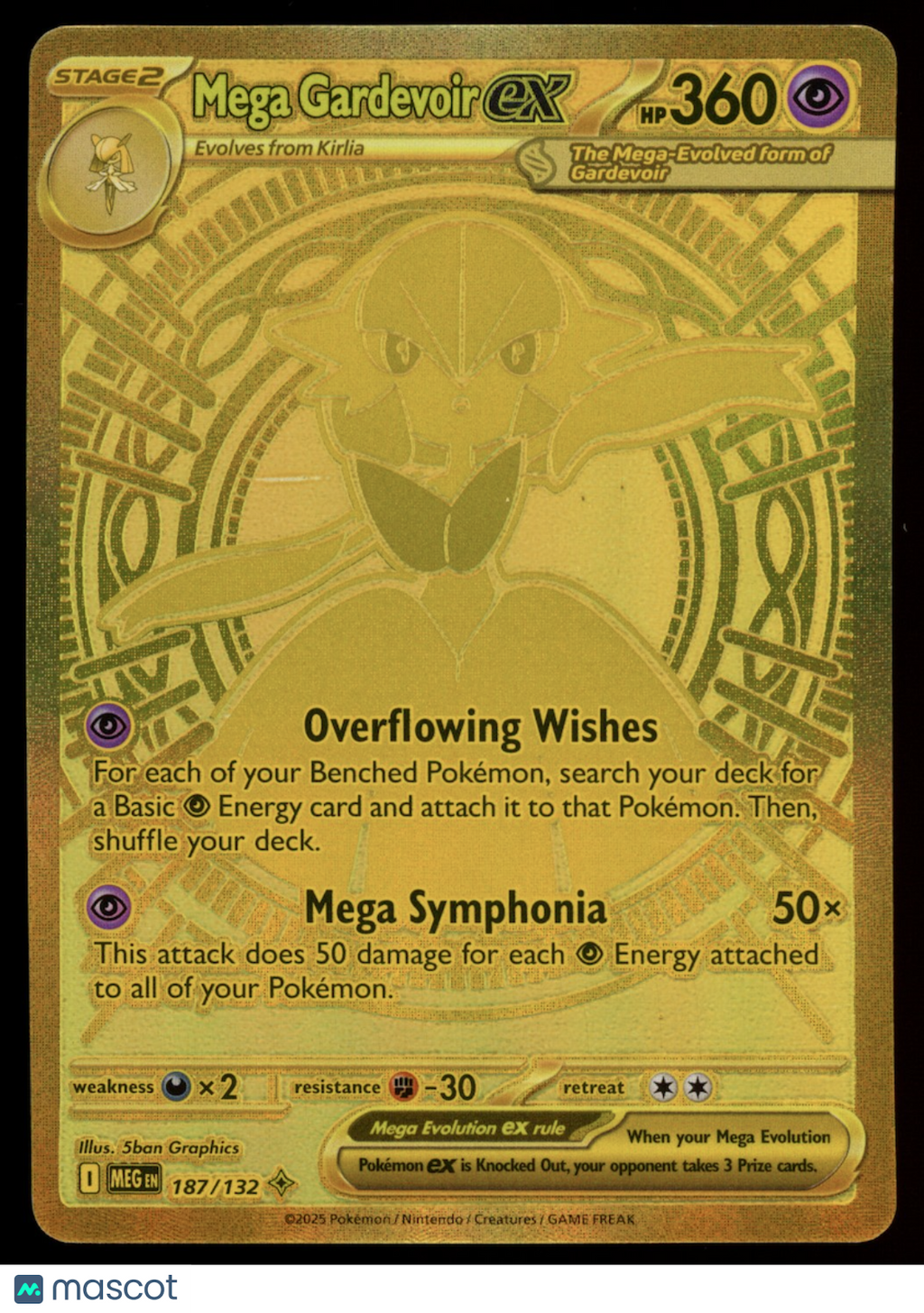 MEGA GARDEVOIR EX 2025 Pokemon Mega Evolution Gold #187 Mega Hyper Rare