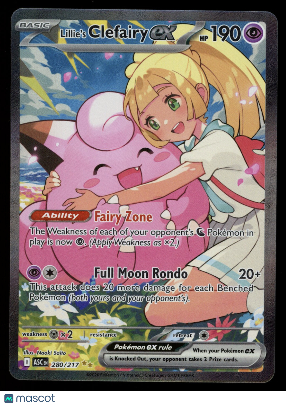 LILLIE'S CLEFAIRY EX Pokemon ME Ascended Heroes #280 Special Illustration Rare