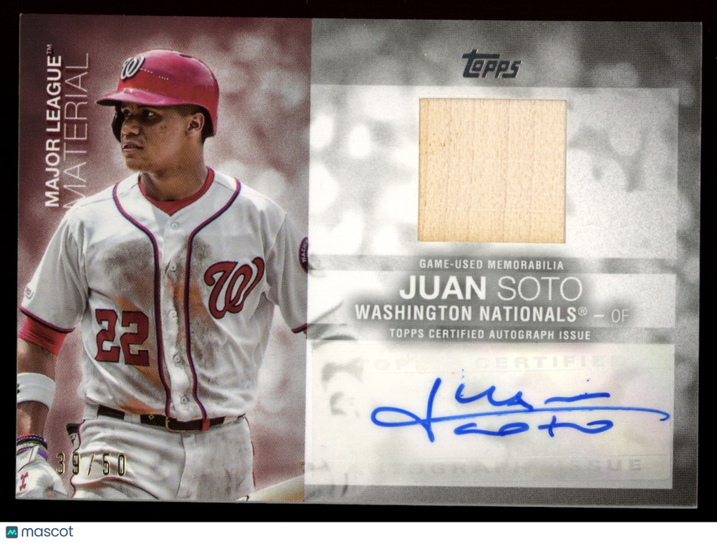 JUAN SOTO 2020 Topps Series 1 Major League Material Bat Relic Patch Auto /50