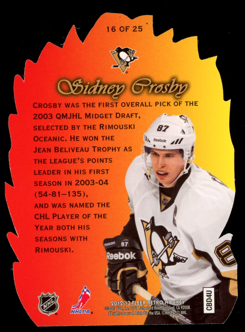 SIDNEY CROSBY 2012-13 Fleer Retro Flair Showcase Hot Shots #CBD4U Penguins