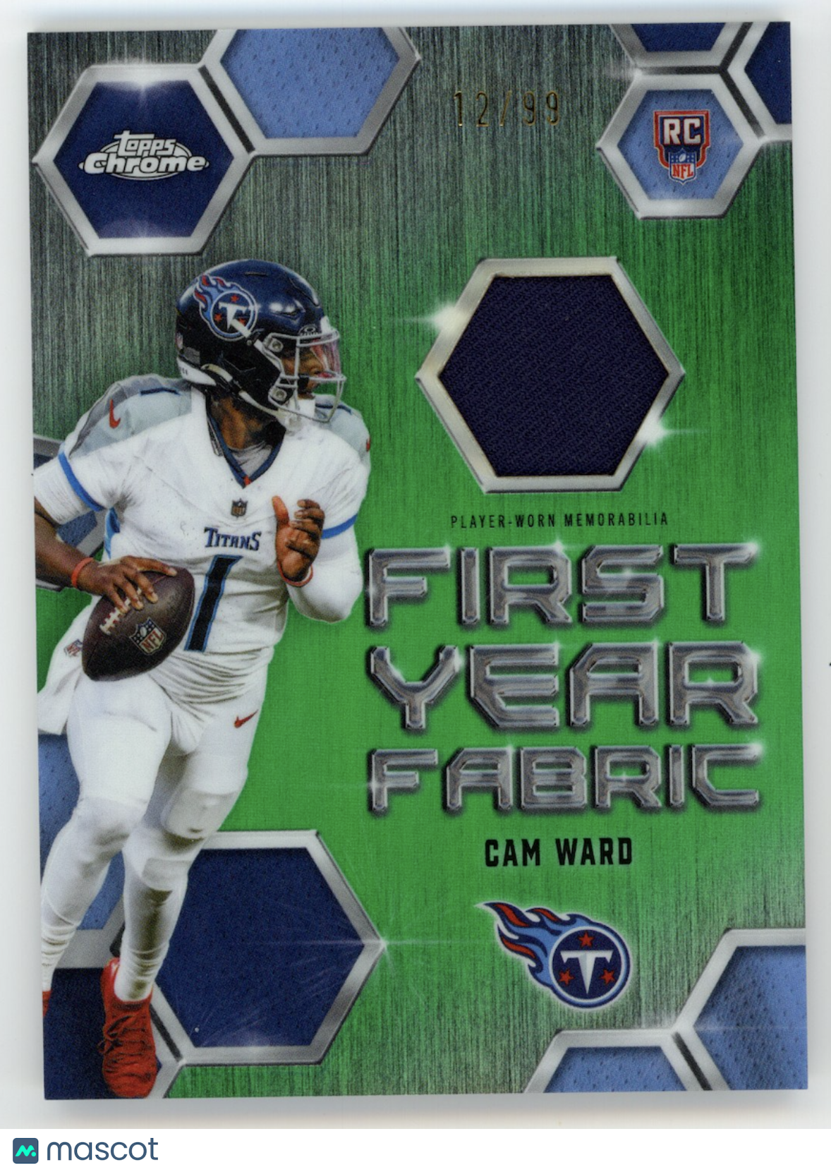 CAM WARD 2025 Topps Chrome First Year Fabric Green Rookie Patch /99 #FYF-CW