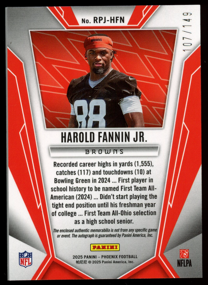HAROLD FANNIN JR. 2025 Panini Phoenix Rookie Phenom Patch Auto /149 #RPJ-HFN