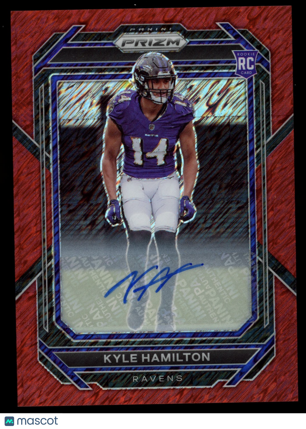 KYLE HAMILTON 2023 Panini Prizm  Rookie Auto Red Shimmer FOTL /35 #342 Ravens