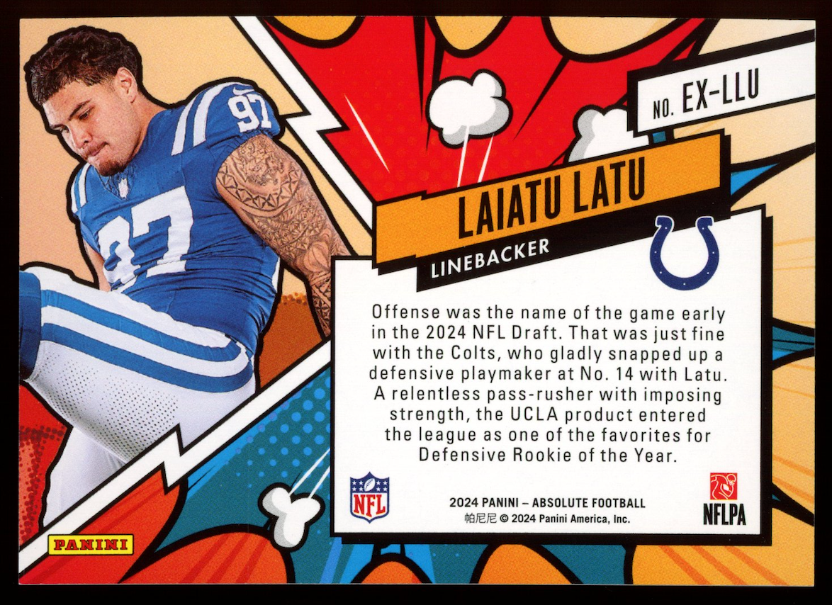 LAIATU LATU 2024 Panini Absolute Explosive Rookie Case Hit SSP #EX-LLU Colts