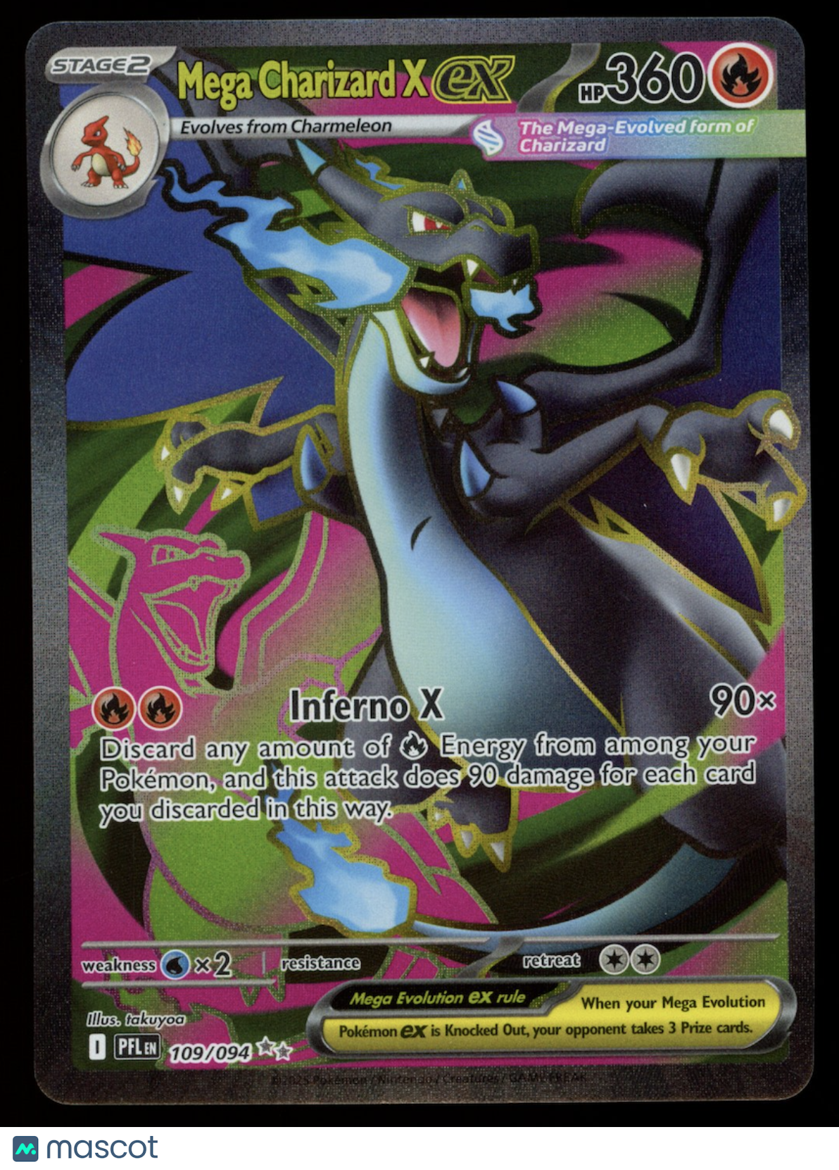 MEGA CHARIZARD X EX 2025 Pokemon Phantasmal Flames Ultra Rare #109/94