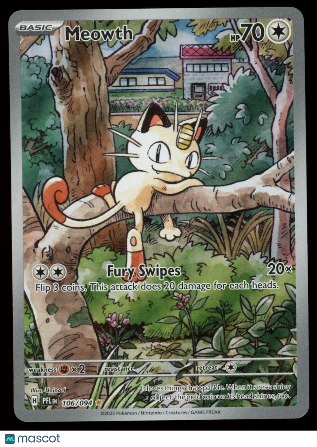 MEOWTH Pokemon Mega Evolution Phantasmal Flames #106/94 Illustration Rare