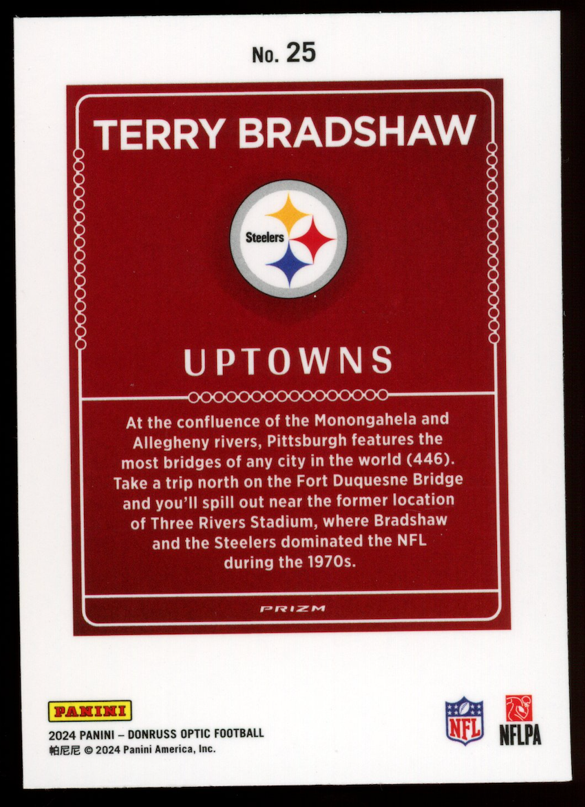 TERRY BRADSHAW 2024 Panini Donruss Optic Uptowns Case Hit SSP #25 Steelers