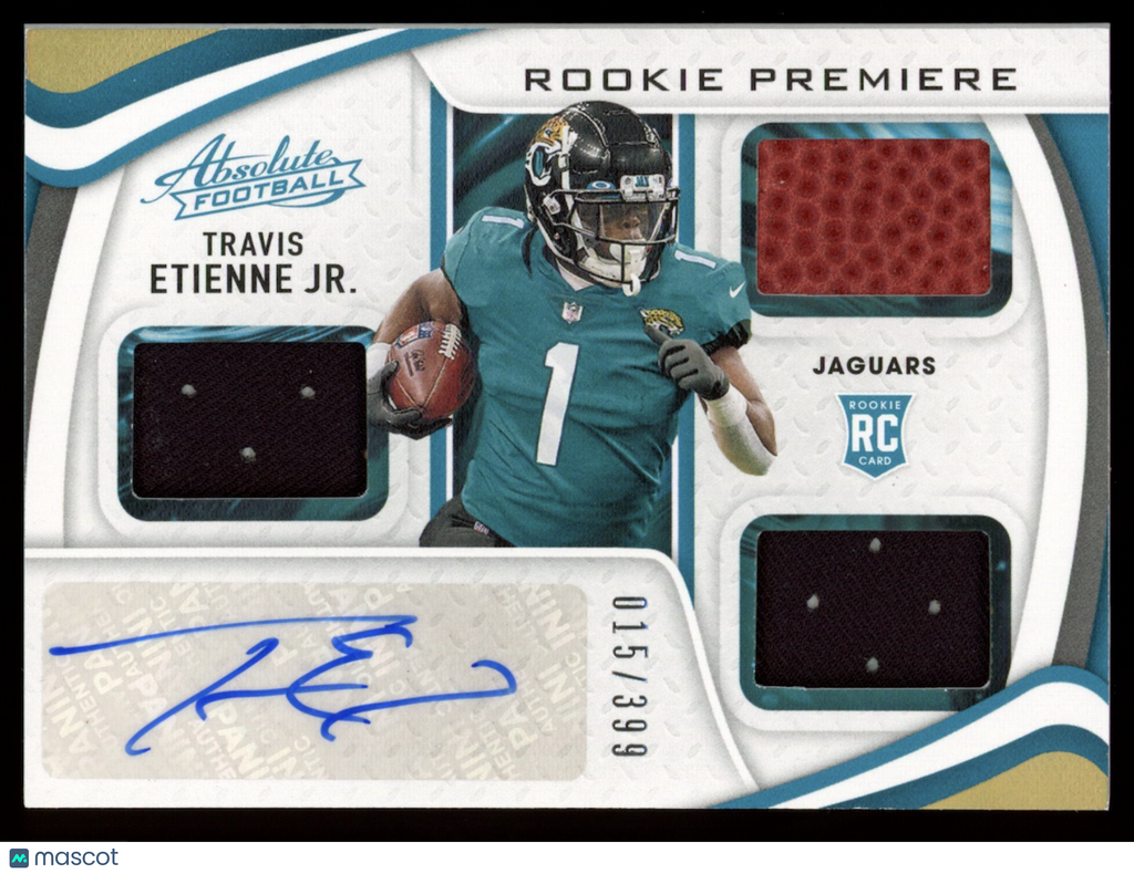 TRAVIS ETIENNE JR. 2021 Panini Absolute Rookie Premiere Patch Auto /399 #212