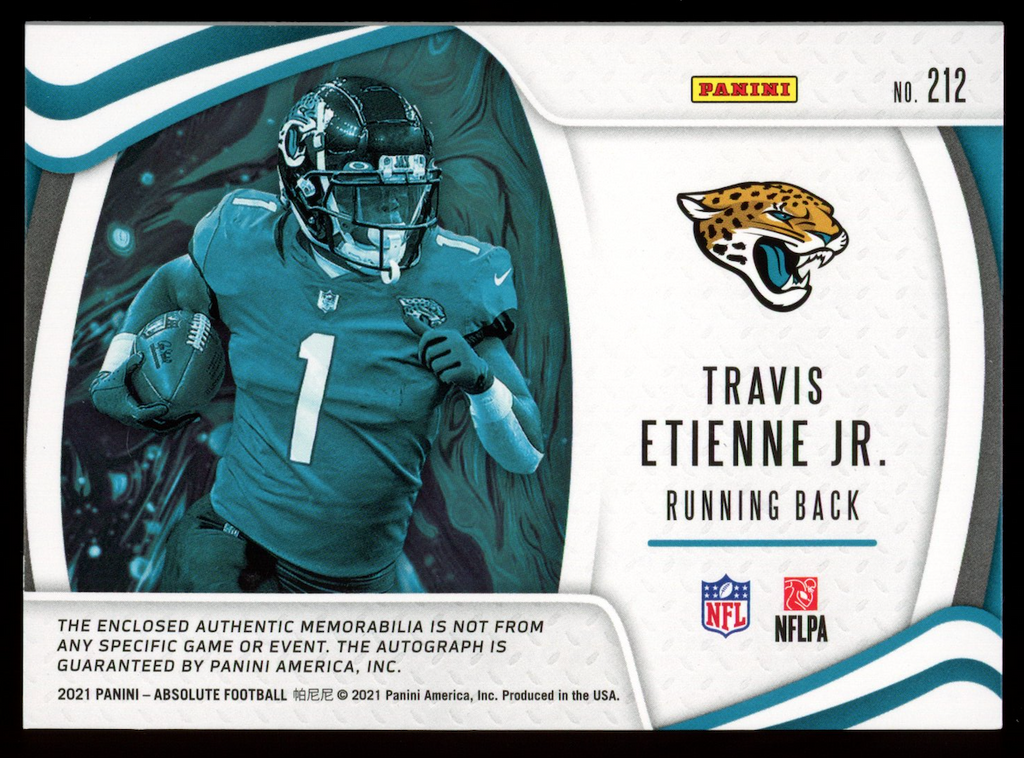 TRAVIS ETIENNE JR. 2021 Panini Absolute Rookie Premiere Patch Auto /399 #212