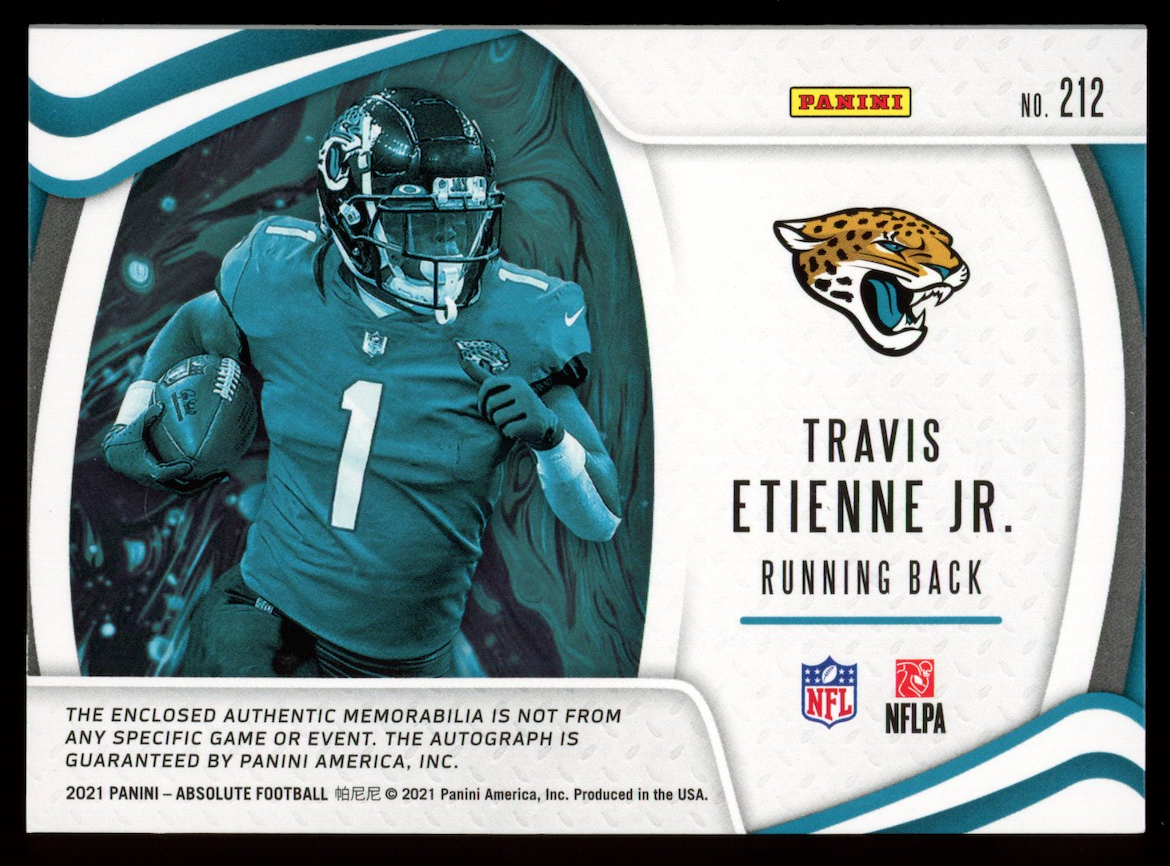 TRAVIS ETIENNE JR. 2021 Panini Absolute Rookie Premiere Patch Auto /399 #212