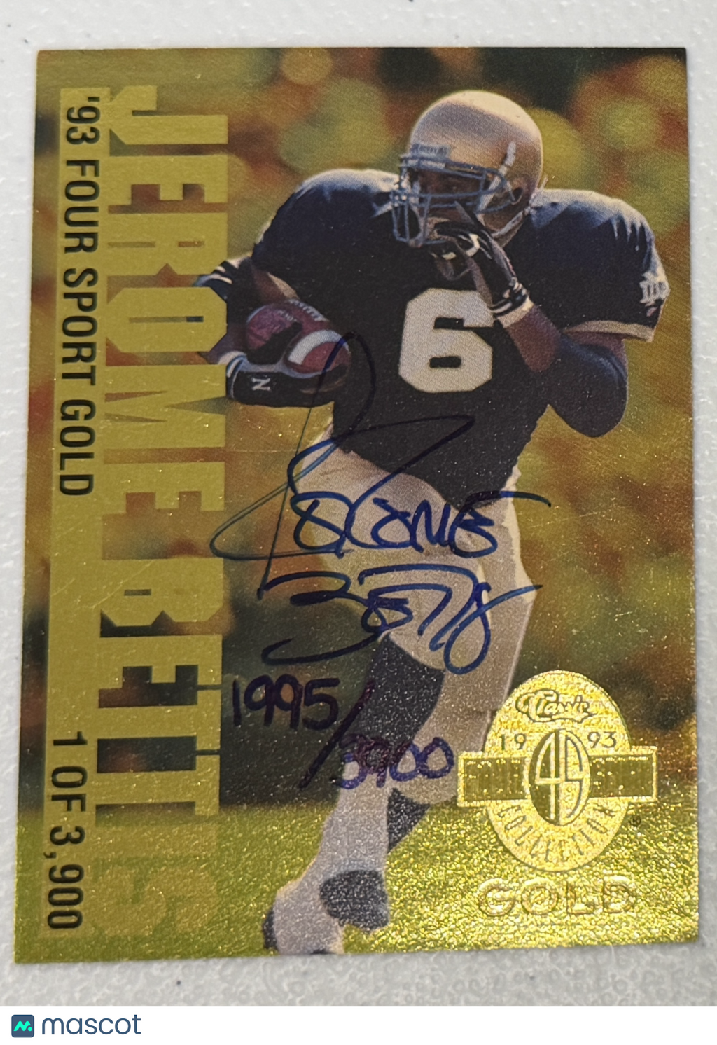 JEROME BETTIS 1993 Classic Four Sport Gold Rookie Auto /3900 #10 Notre Dame