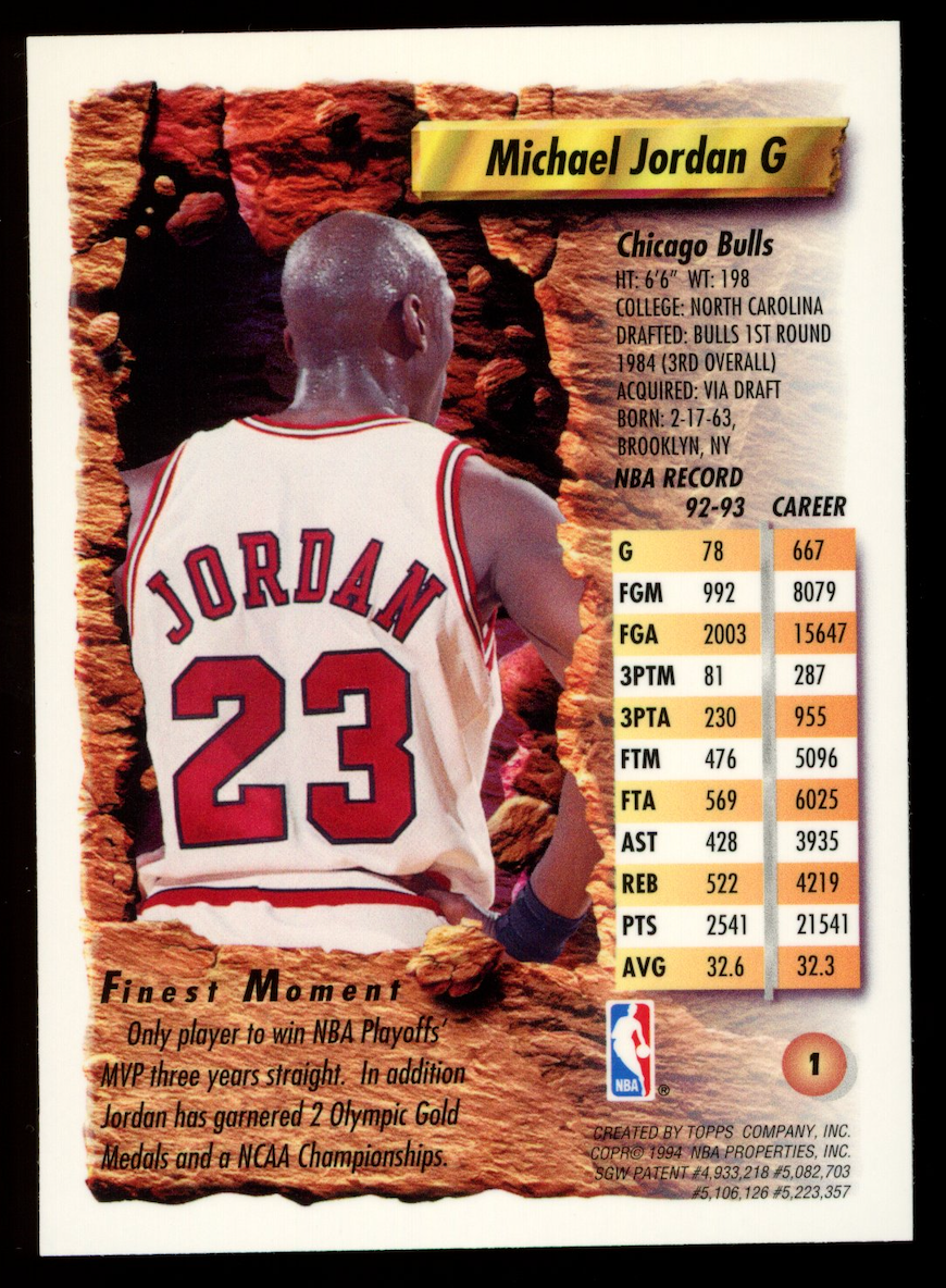 MICHAEL JORDAN 1993-94 Topps Finest #1 HOF Chicago Bulls