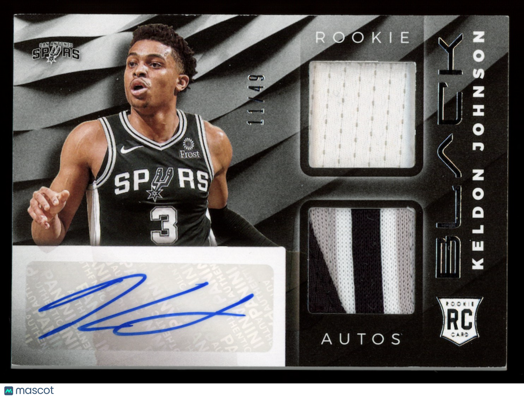 KELDON JOHNSON 2019-20 Panini Black Rookie Dual Patch Auto /49 #RM-KJ Spurs