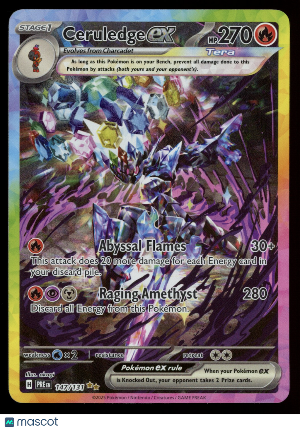 CERULEDGE EX 2025 Pokemon SV Prismatic Evolutions Special Illustration Rare #147
