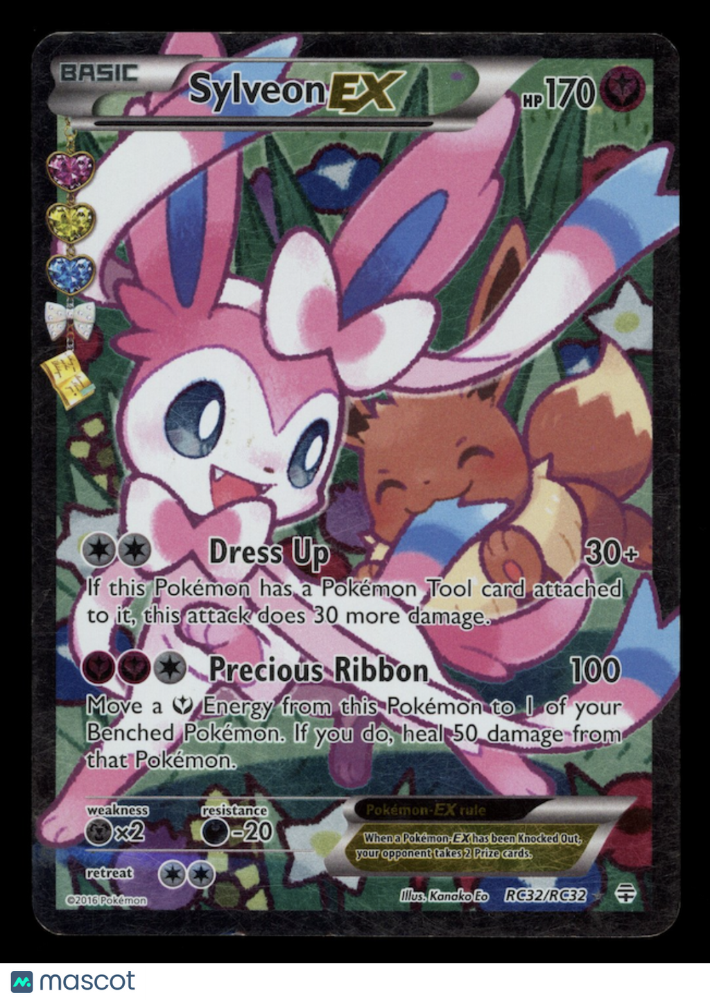 SYLVEON EX 2016 Pokemon Generations Radiant Collection #RC32 Ultra Rare Damaged