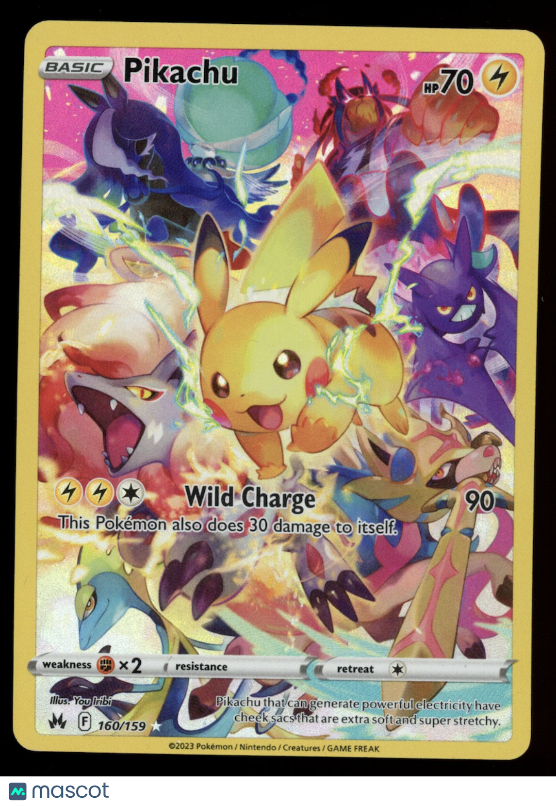 PIKACHU 2023 Pokemon Sword & Shield Crown Zenith #160/159 Full Art Secret Rare