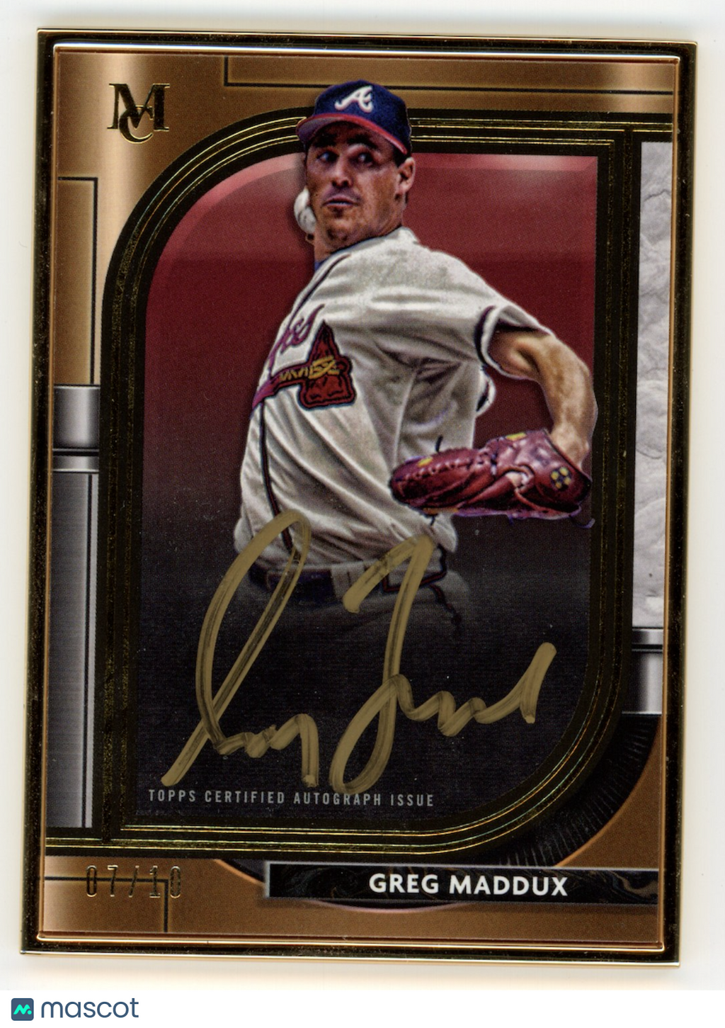 GREG MADDUX 2021 Topps Museum Collection Gold Ink Framed Auto /10 #MFA-GM Braves