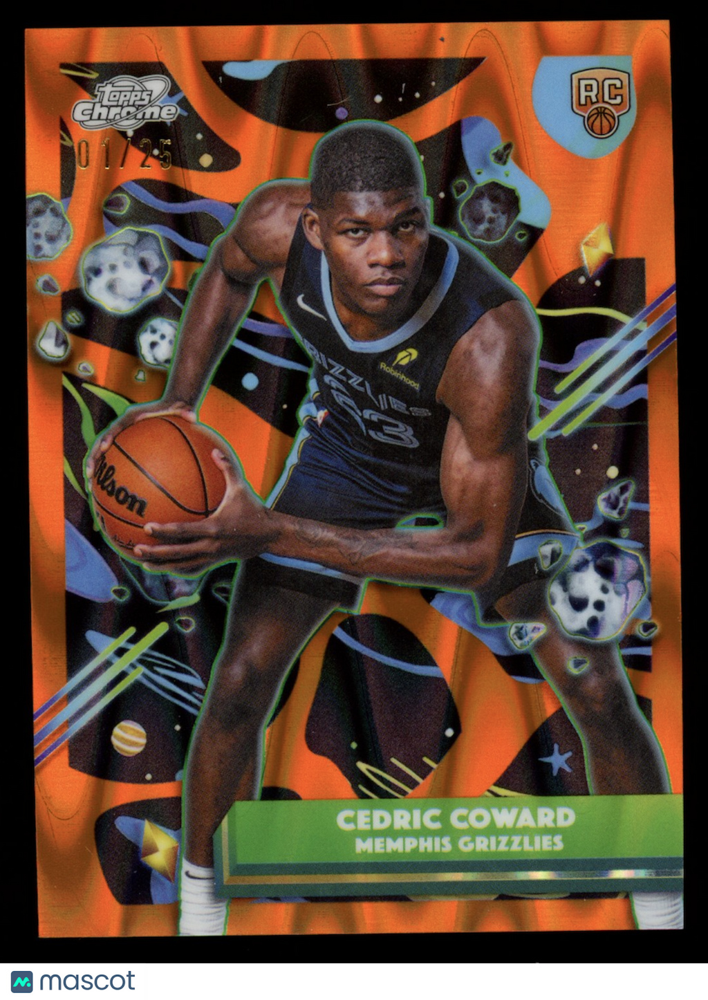 CEDRIC COWARD 2025-26 Topps Cosmic Chrome Rookie Orange Galactic /25 Grizzlies