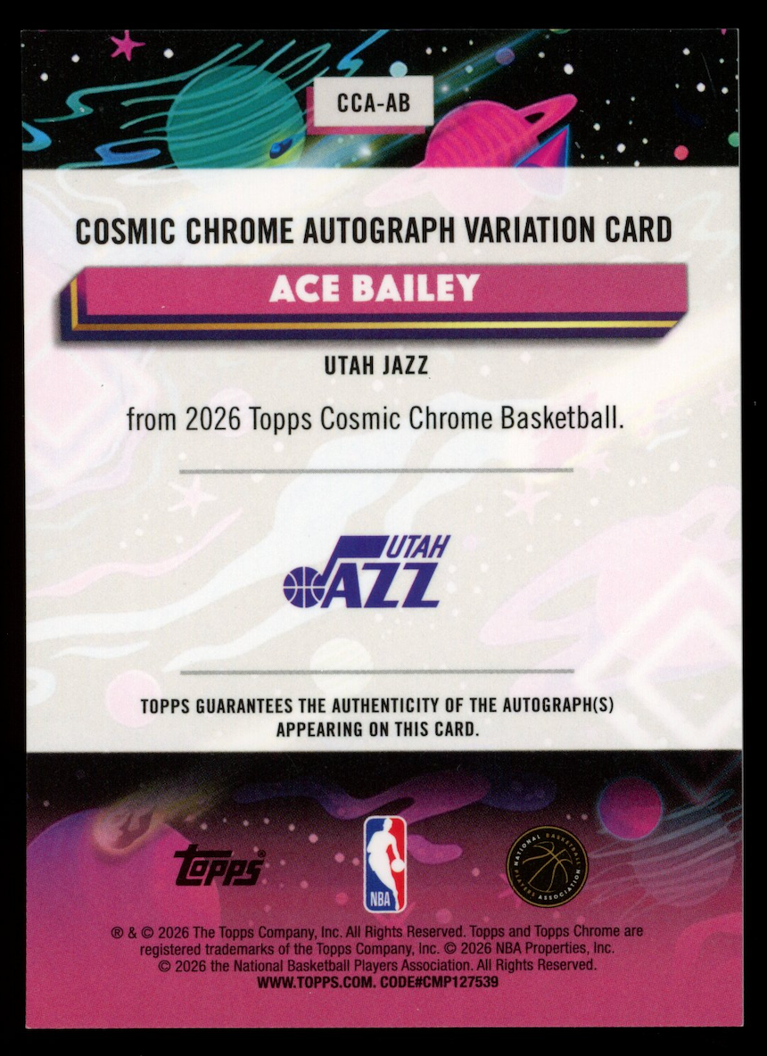 ACE BAILEY 2025-26 Topps Cosmic Chrome Rookie Refractor Auto #CCA-AB Jazz