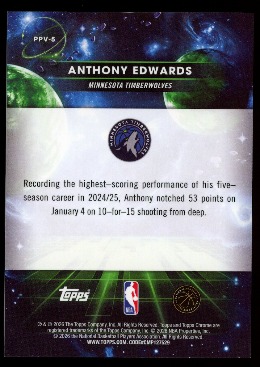 ANTHONY EDWARDS 2025-26 Topps Cosmic Chrome Planetary Pursuit Venus SSP #PPV-5