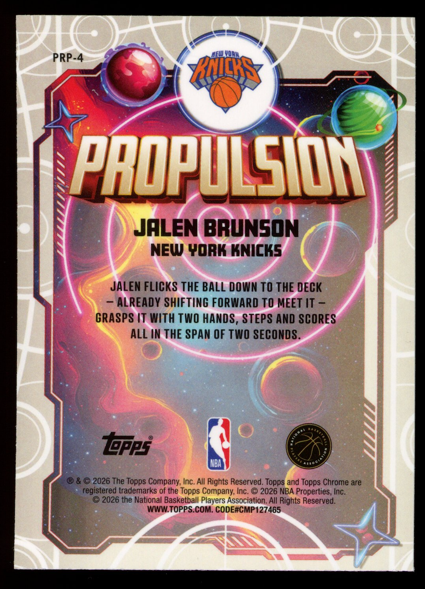 JALEN BRUNSON 2025-26 Topps Cosmic Chrome Propulsion Aqua Equinox /199 #PRP-4