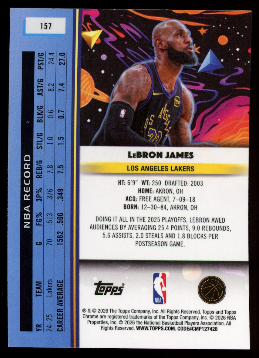 LEBRON JAMES 2025-26 Topps Cosmic Chrome Green Space Dust /75 #157 Lakers