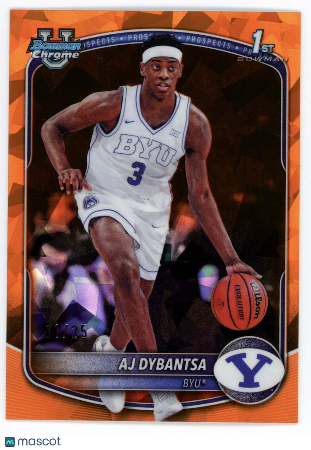 AJ DYBANTSA 2025-26 Bowman Sapphire Chrome Orange Refractor /25 #BCP-1 BYU