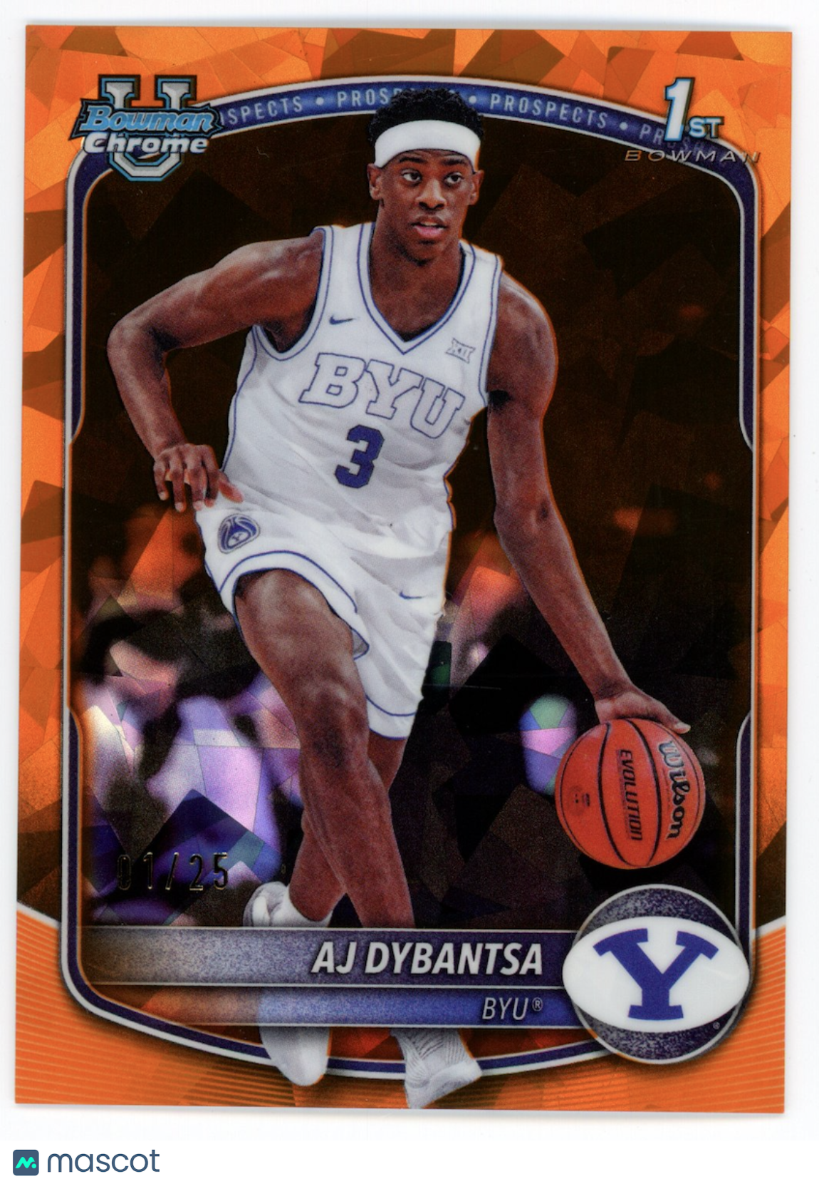 AJ DYBANTSA 2025-26 Bowman Sapphire Chrome Orange Refractor /25 #BCP-1 BYU