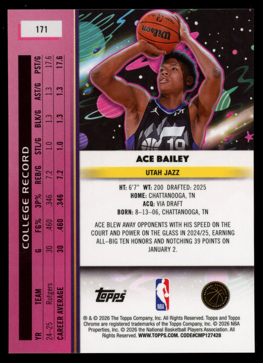 ACE BAILEY 2025-26 Topps Cosmic Chrome Rookie Gold Interstellar /50 #171 Jazz