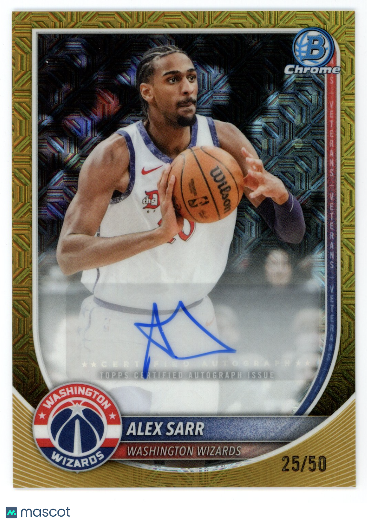 ALEX SARR 2025-26 Bowman Mega Chrome Gold Mojo Refractor Auto /50 #BCA-AS