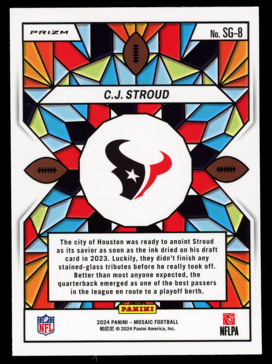 C.J. STROUD 2024 Panini Mosaic Stained Glass Prizm Case Hit SSP #SG-8 Texans