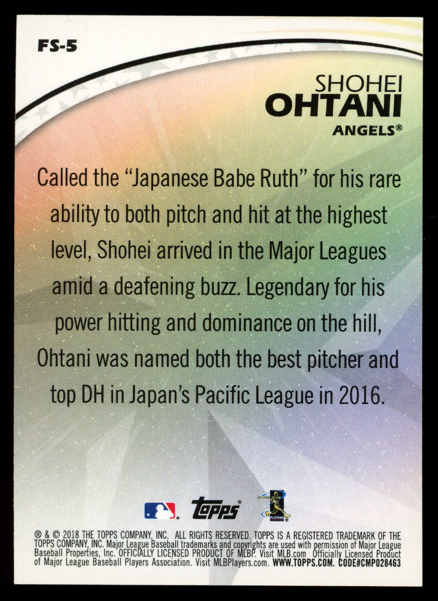 SHOHEI OHTANI 2018 Topps Series 2 Future Stars Rookie #FS-5 Angels