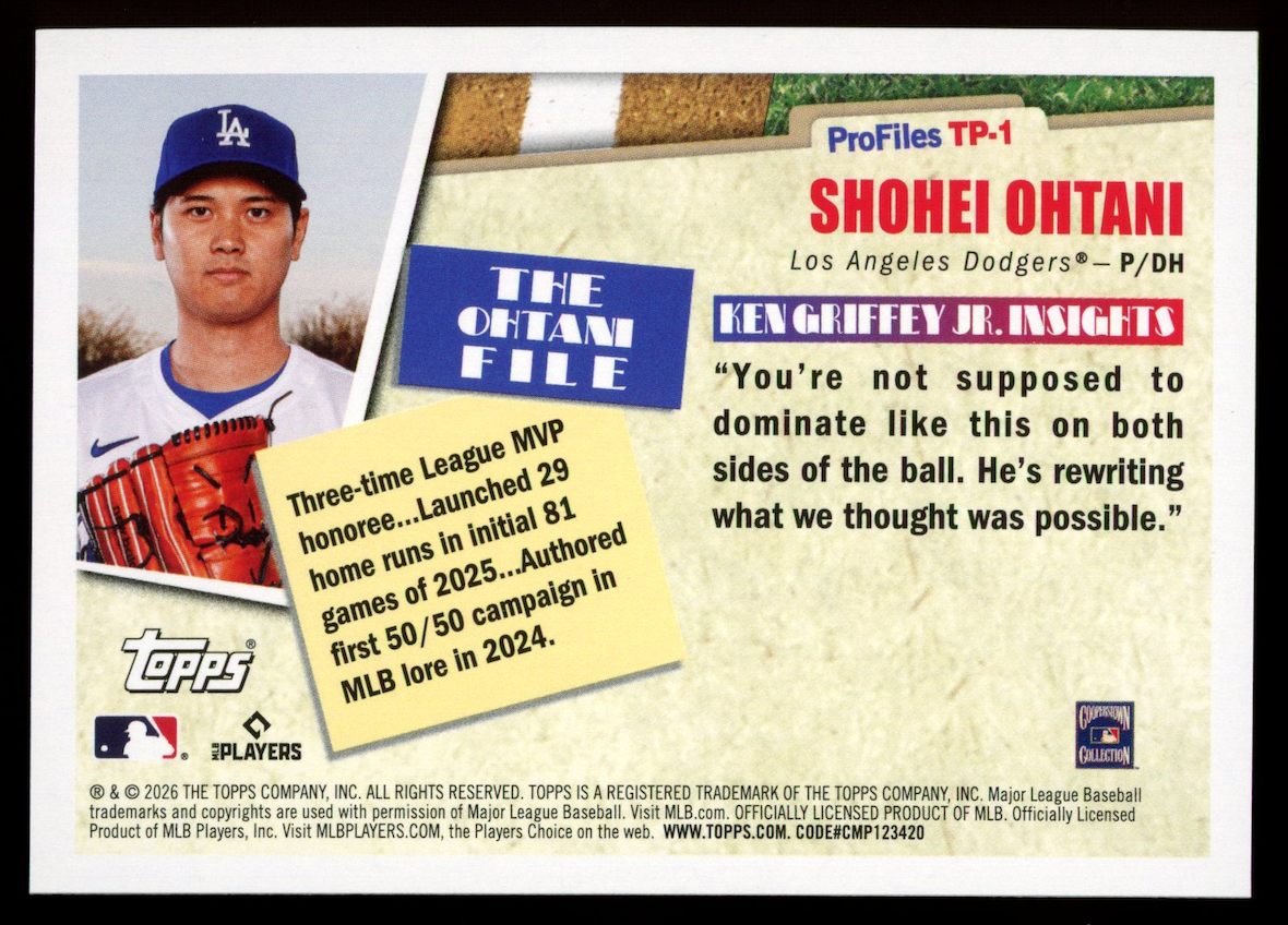 SHOHEI OHTANI 2026 Topps Series 1 Profiles Blue Foil /150 #TP-1 Dodgers