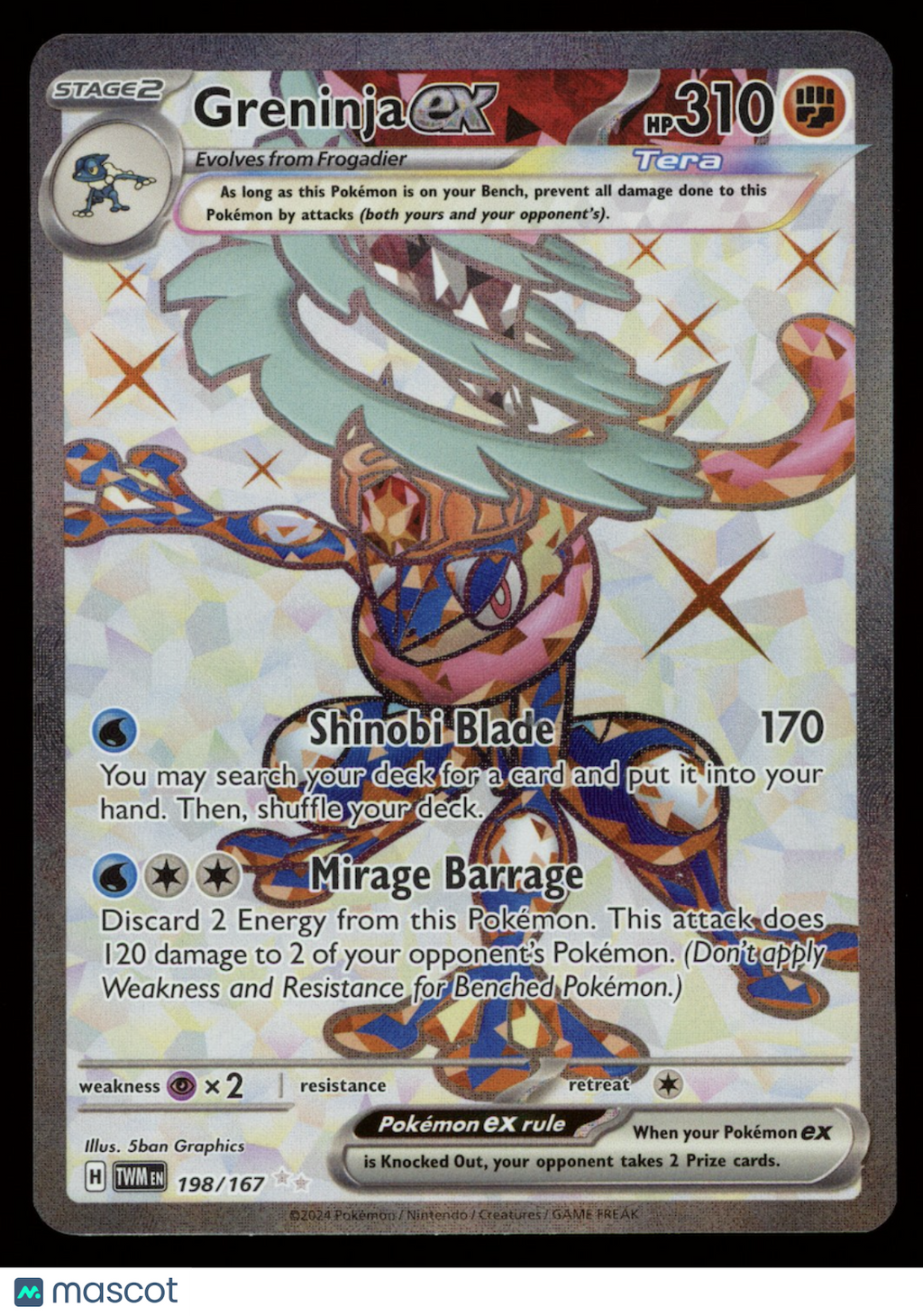 GRENINJA EX 2024 Pokemon S&V Twilight Masquerade #198/167 Ultra Rare