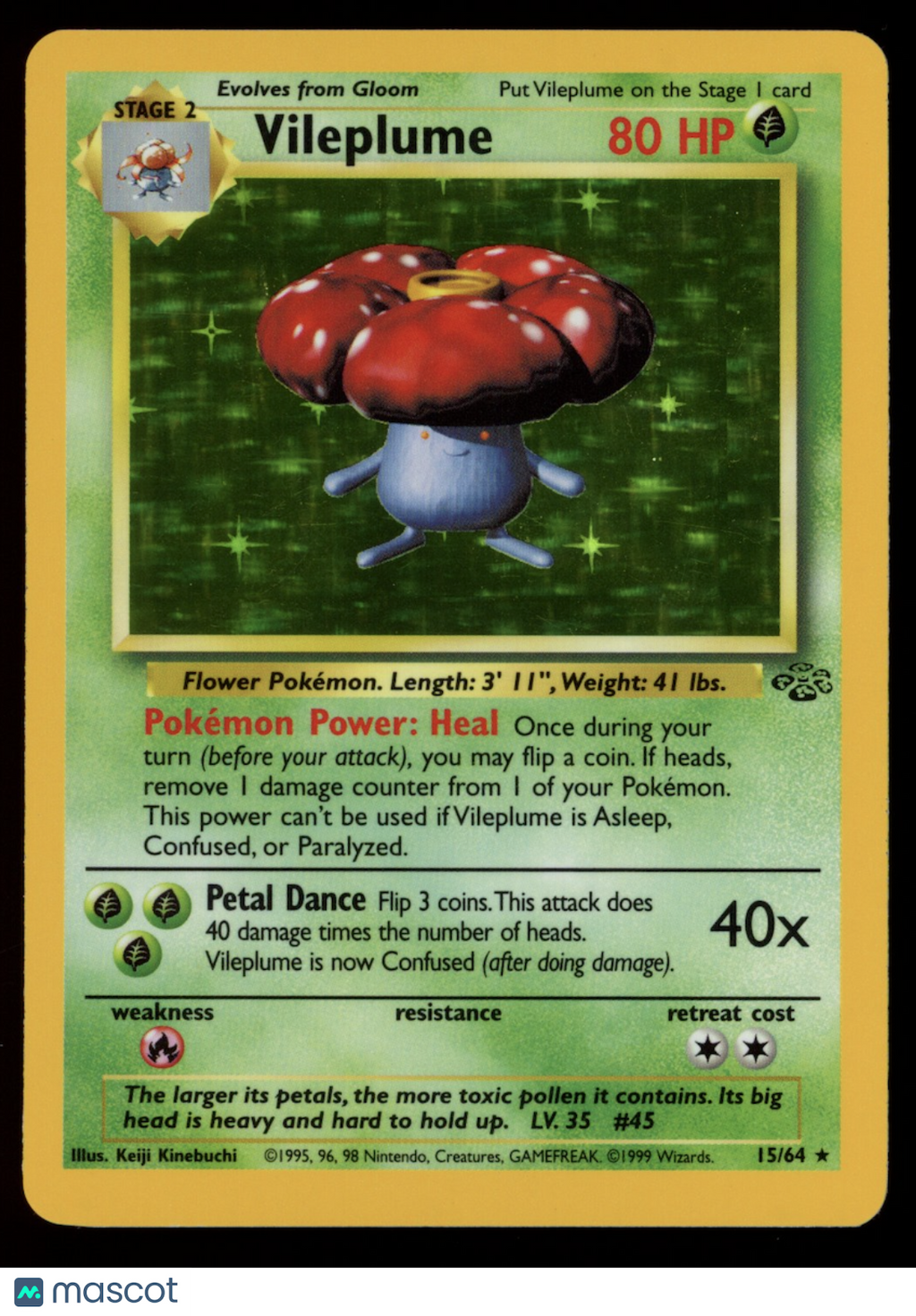 VILEPLUME 1999 Pokemon Jungle #15/64 Holo Rare