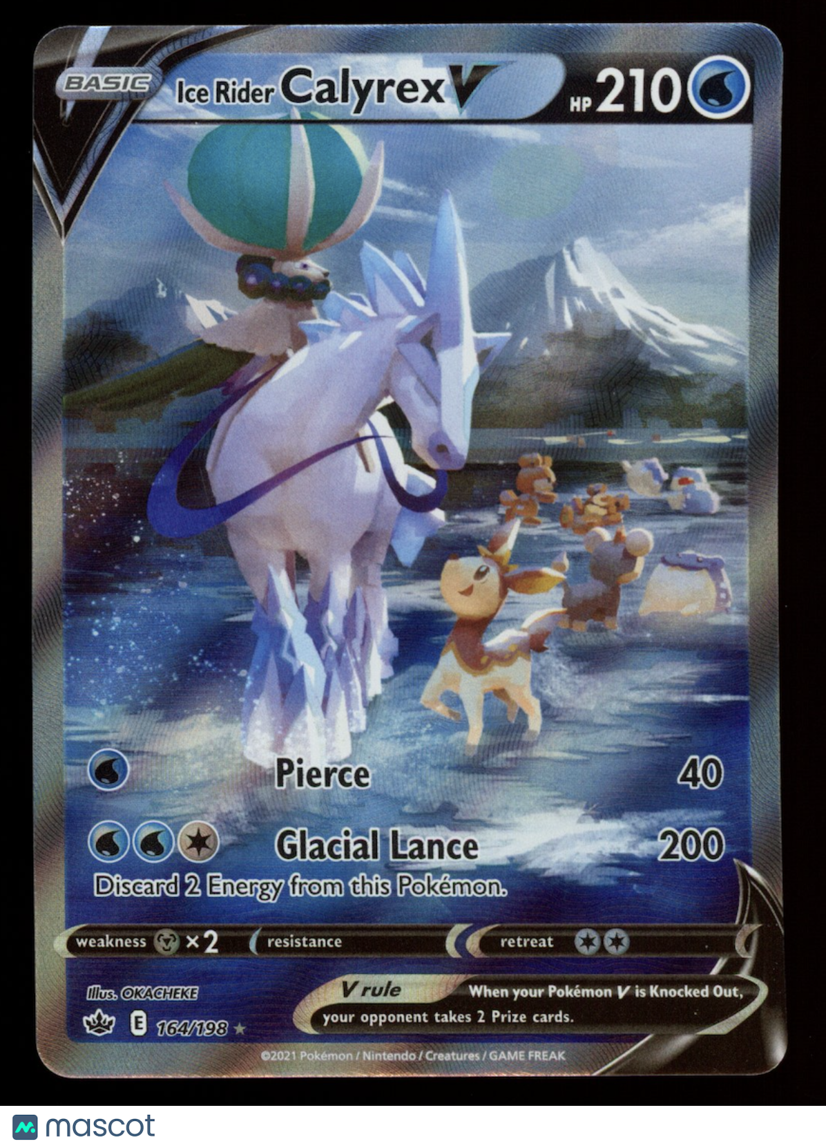 ICE RIDER CALYREX V 2021 Pokemon SWSH Chilling Reign #164/198 Ultra Rare