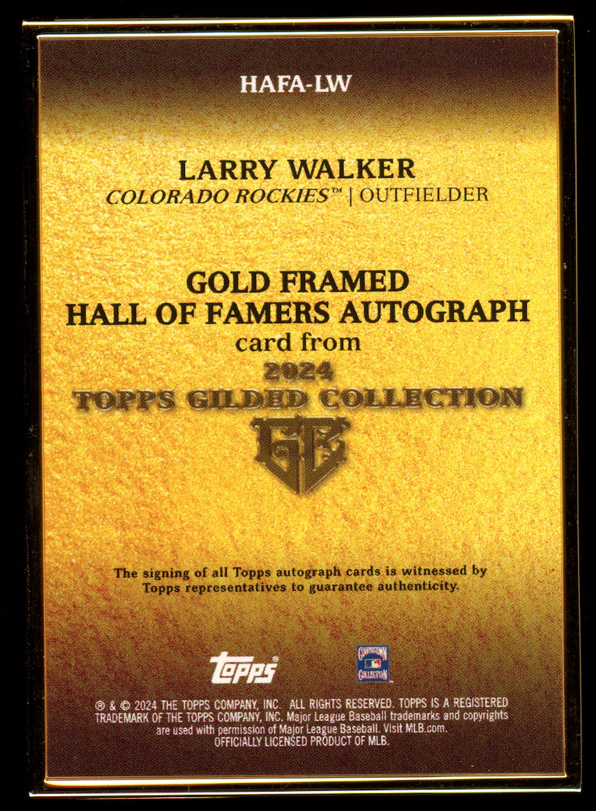LARRY WALKER 2024 Topps Gilded Collection Gold Framed Auto /10 #HAFA-LW Rockies