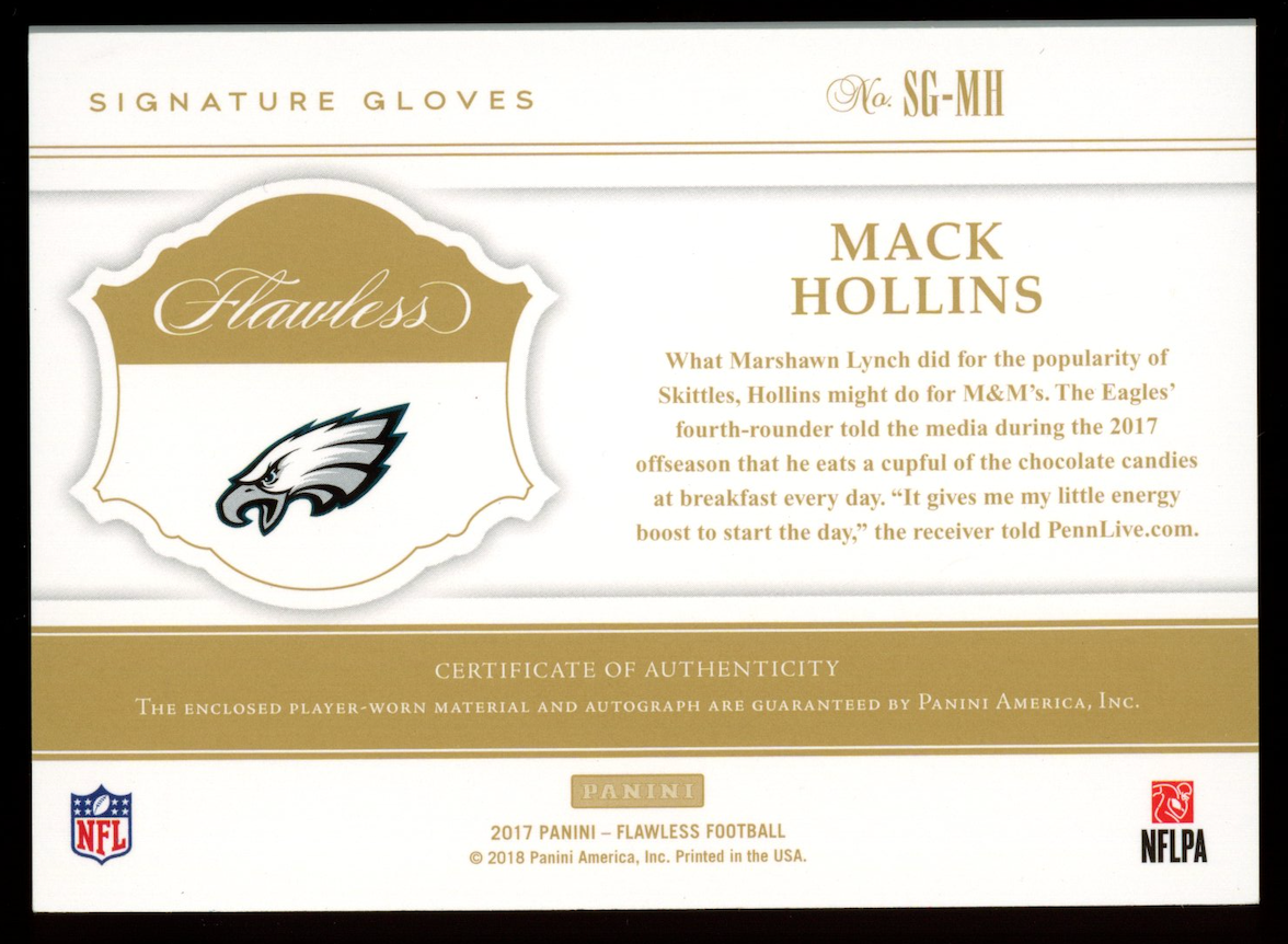 MACK HOLLINS 2017 Panini Flawless Signature Gloves Rookie Patch Auto /20 #SG-MH