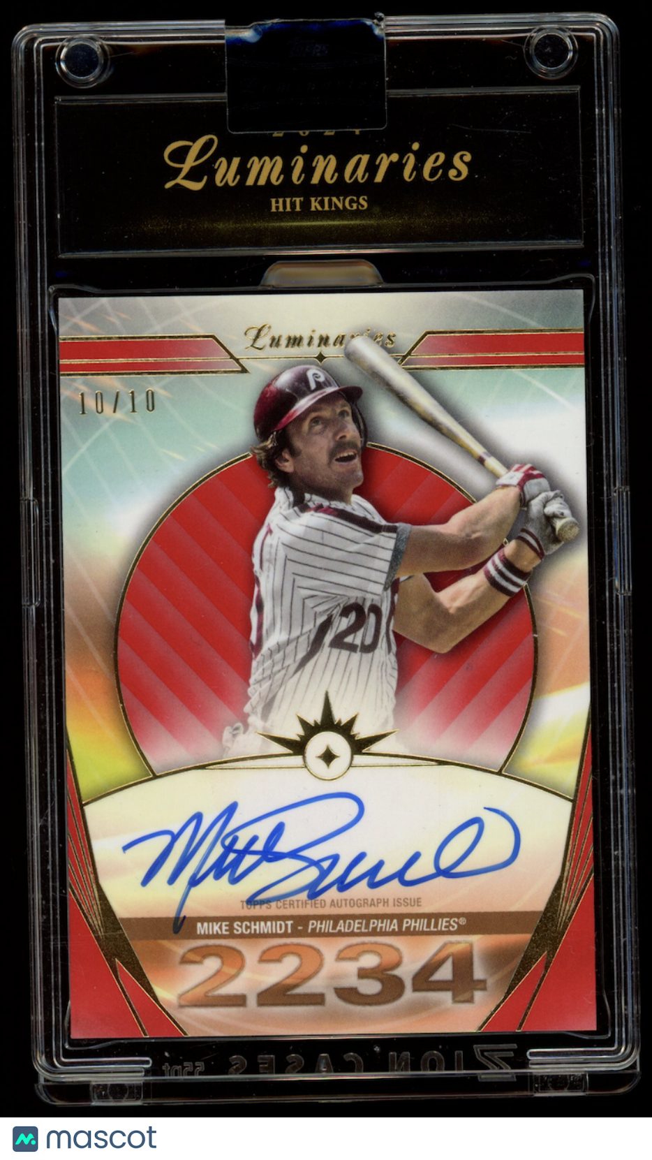 MIKE SCHMIDT 2024 Topps Luminaries Hit Kings Auto Red /10 #HK-MSC Phillies