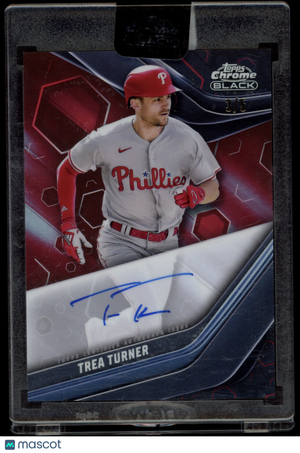 TREA TURNER 2023 Topps Chrome Black Auto Red Refractor /5 #CBA-TT Phillies