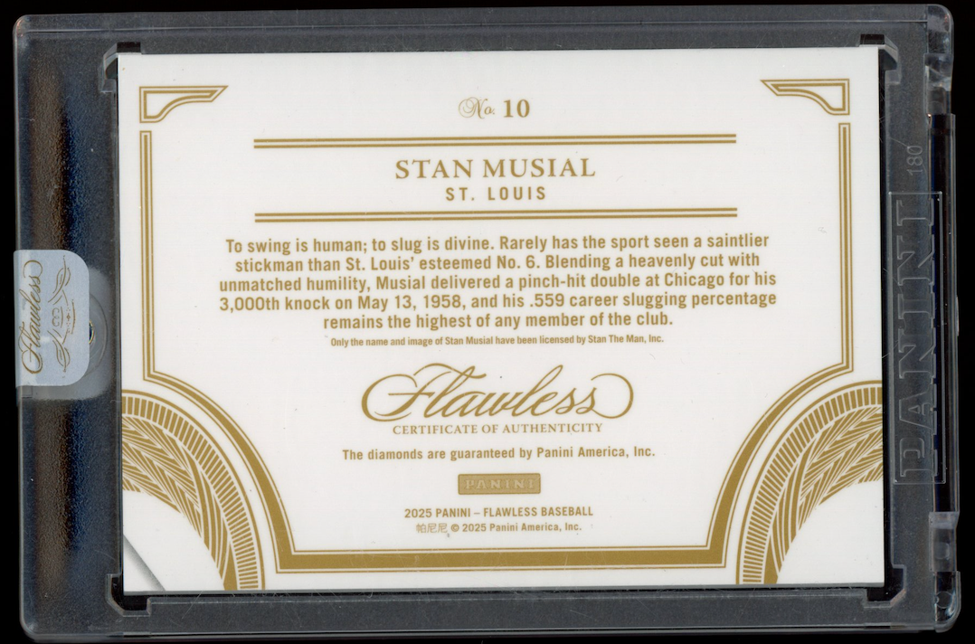 STAN MUSIAL 2025 Panini Flawless 3000 Hit Club Triple Diamond /25 #10 Cardinals