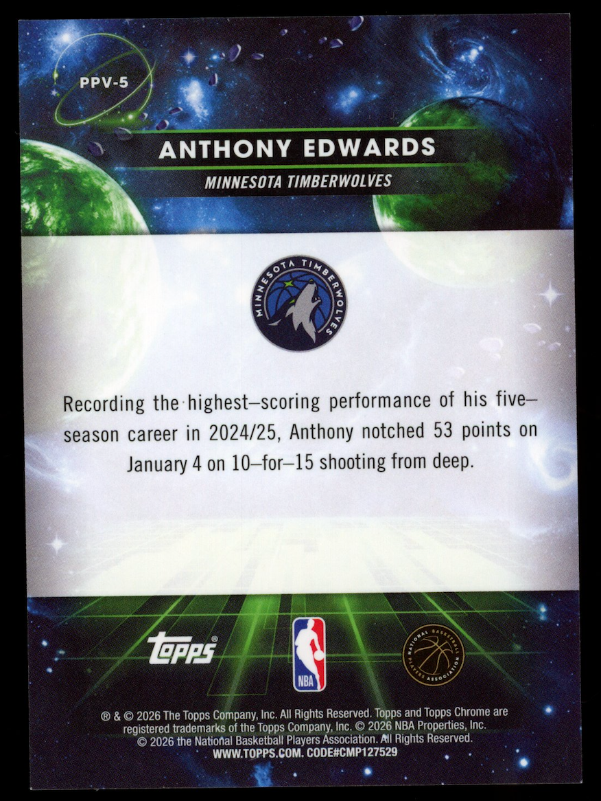ANTHONY EDWARDS 2025-26 Topps Cosmic Chrome Planetary Pursuit Venus #PPV-5