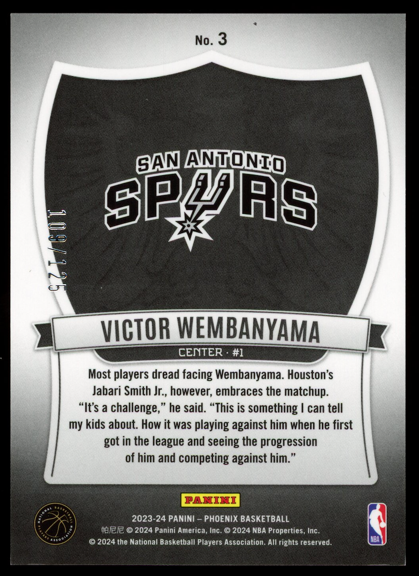 VICTOR WEMBANYAMA 2023-24 Panini Phoenix Rookie Crusade Red Prizm /125 #3 Spurs