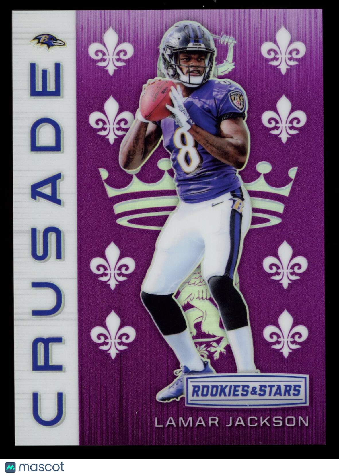 LAMAR JACKSON 2018 Panini Rookies & Stars RC Crusade Purple /65 #CRU-45 Ravens