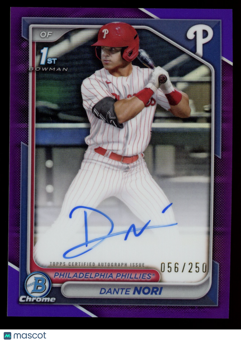 DANTE NORI 2024 Bowman Chrome 1st Prospect Auto Purple /250 #CPA-DN Phillies