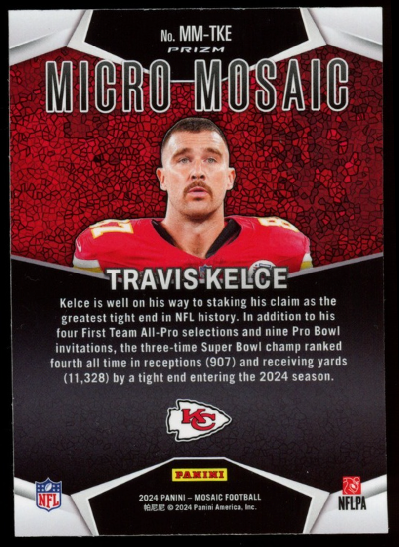 TRAVIS KELCE 2024 Panini Mosaic Micro Mosaic Case Hit SSP #MM-TKE Chiefs