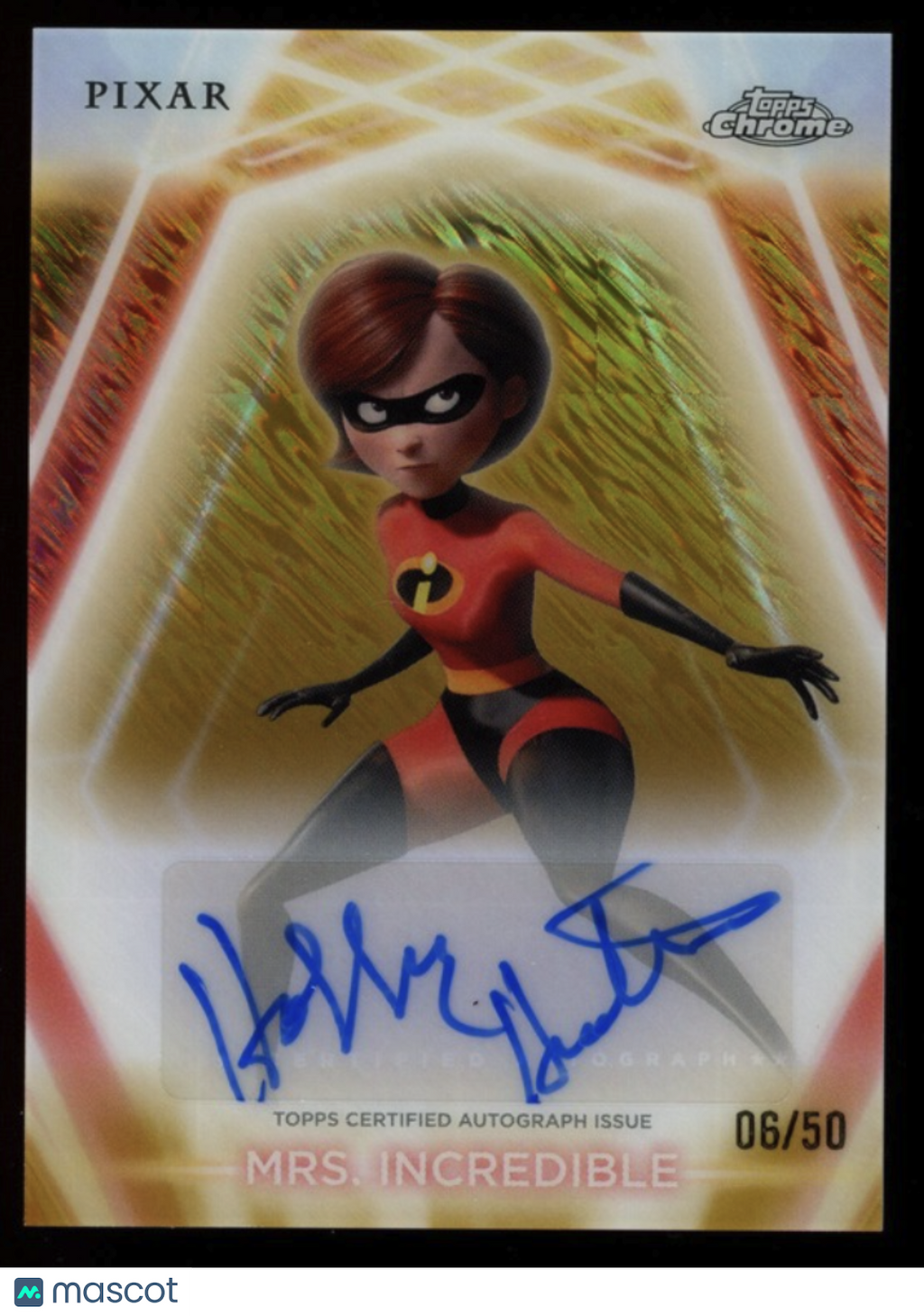 HOLLY HUNTER MRS. INCREDIBLE 2026 Topps Disney Neon Chrome Auto Gold Shimmer /50