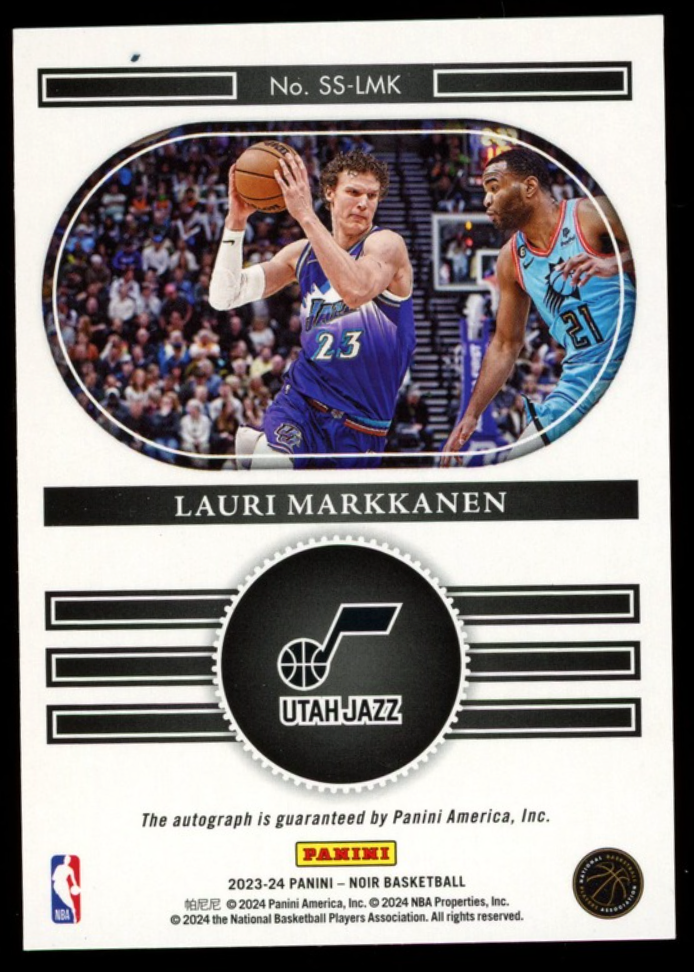 LAURI MARKKANEN 2023-24 Panini Noir Snapshot Signatures Auto #SS-LMK Jazz