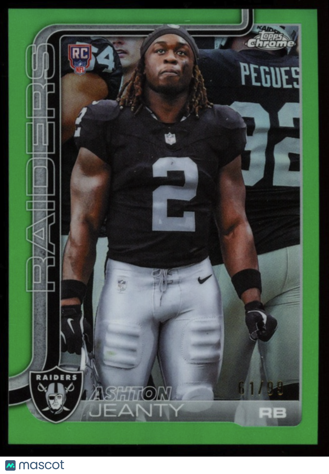 ASHTON JEANTY 2025 Topps Chrome Rookie Image Variation Green Refractor /99 #322