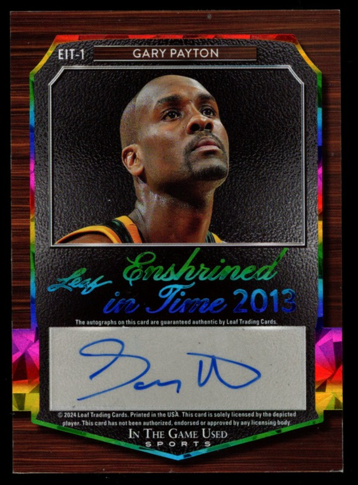 GARY PAYTON BERNARD KING 2024 Leaf In The Game Used Sports Enshrined Auto /8
